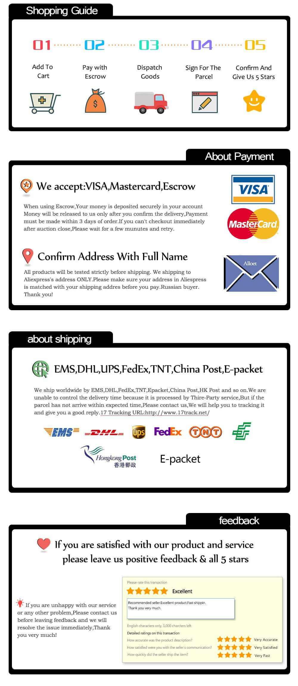 Shopping guide, payment methods, shipping details, and customer feedback information for online shopping.