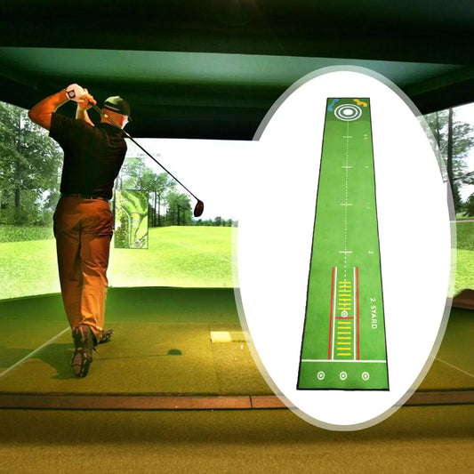 Golfer practicing on a Golf Putting Mat Foldable for putting training indoors.