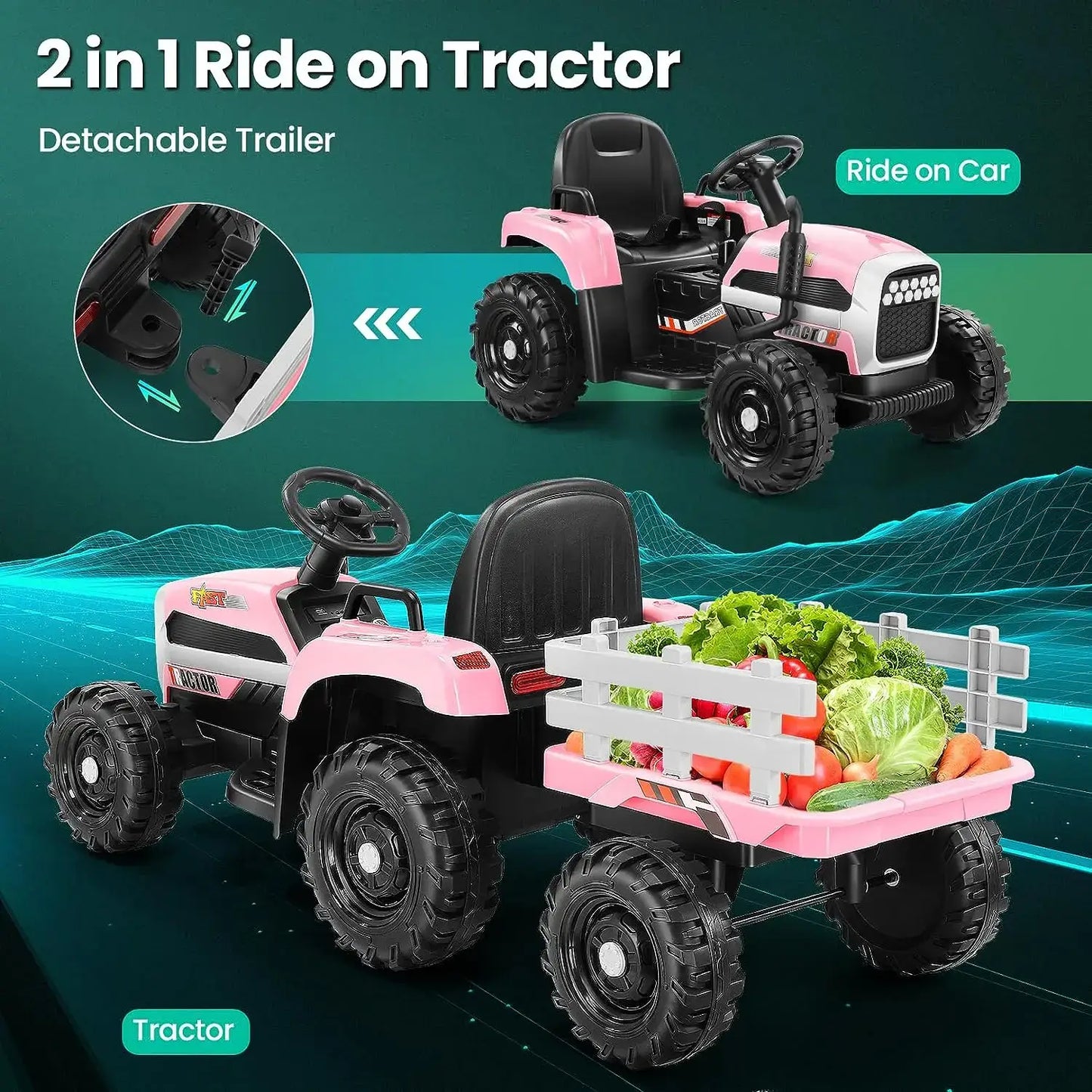 Ride on Tractor with Trailer, 12V Electric Tractor w/ Parent Remote Sportsman Specialty Products