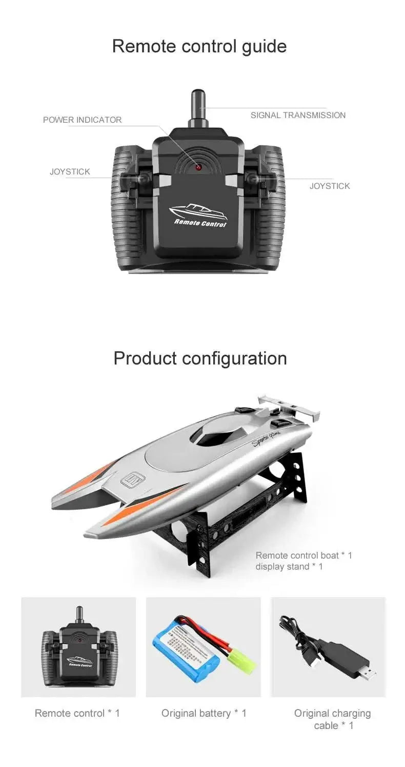 2.4G Radio Rc Boat 30Km/h Racing Boat High Speed Speedboat Sportsman Specialty Products