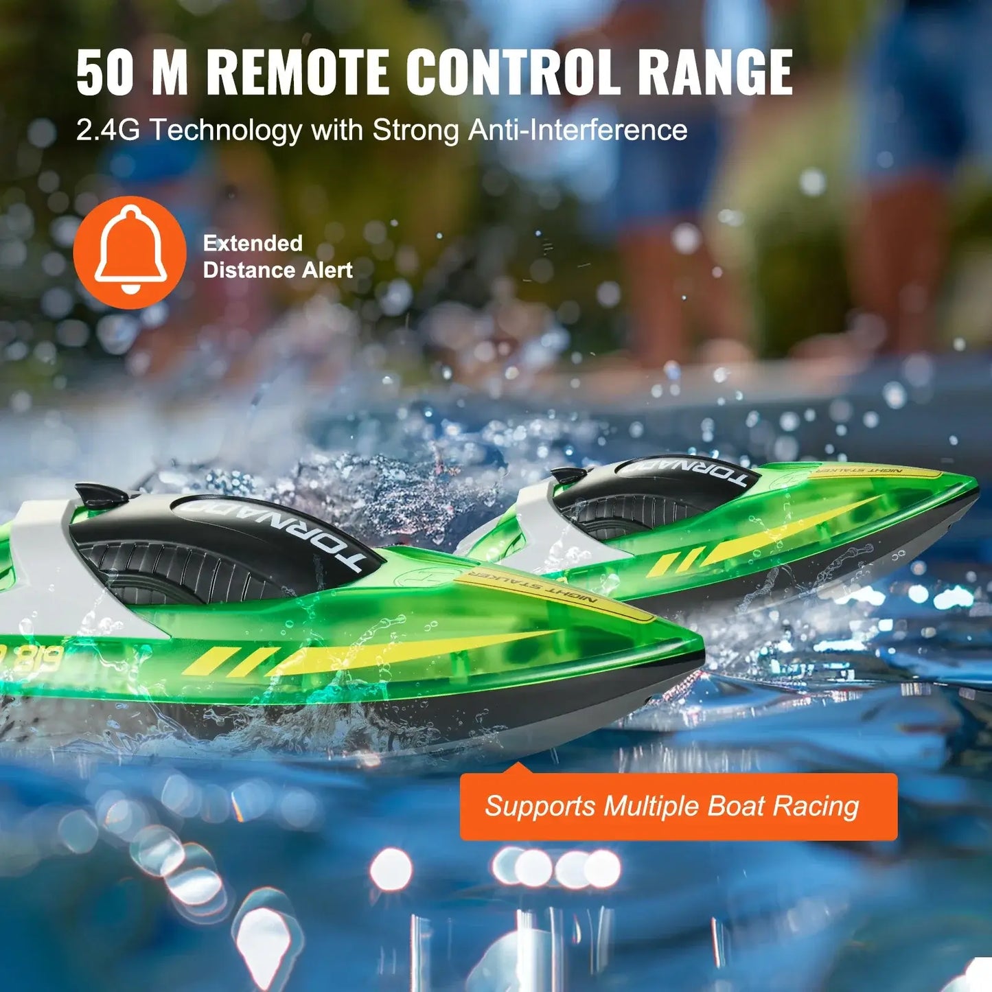 VEVOR HJ819 RC Boat 2.4GHz 12 km/h High Speed Remote Control Racing Boat Sportsman Specialty Products