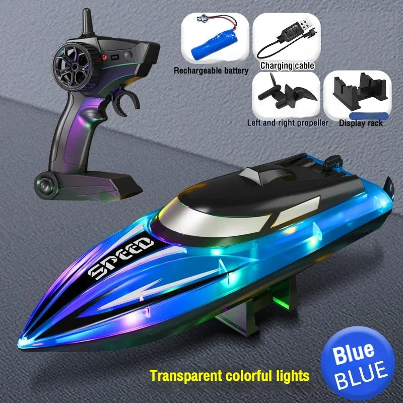 Rc High-Speed Boat 2.4G Waterproof Remote Control Ship with Light