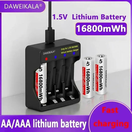 1.5V AA Lithium Battery with charger and rechargeable AA 1.5V 16800mWh Lithium batteries from DAWEIKALA