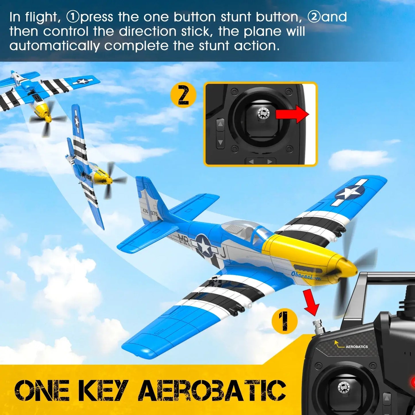 Volantex RC Planes for Adults, P-51 RTF RC Airplane Sportsman Specialty Products