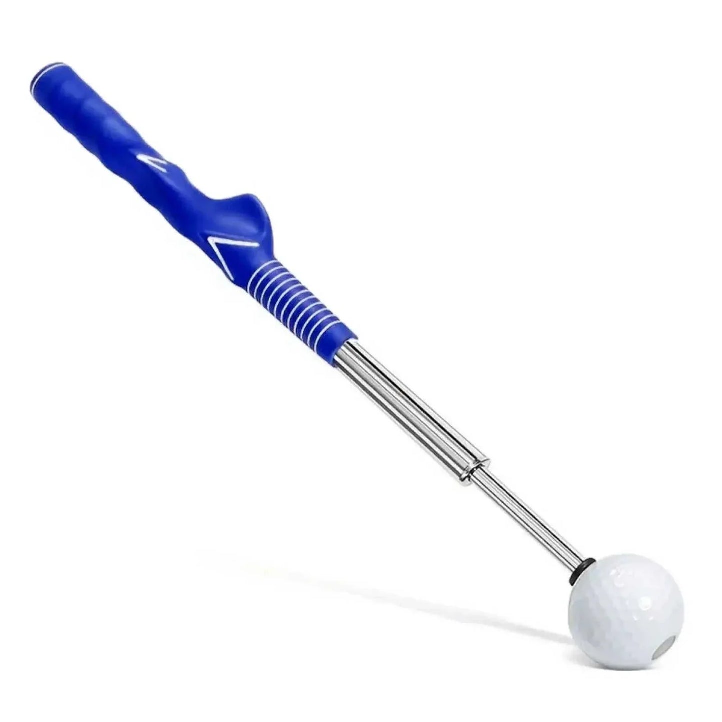 Retractable Golf Swing Trainer with Click Feedback Anti-Slip showcasing retractable design and golf ball.