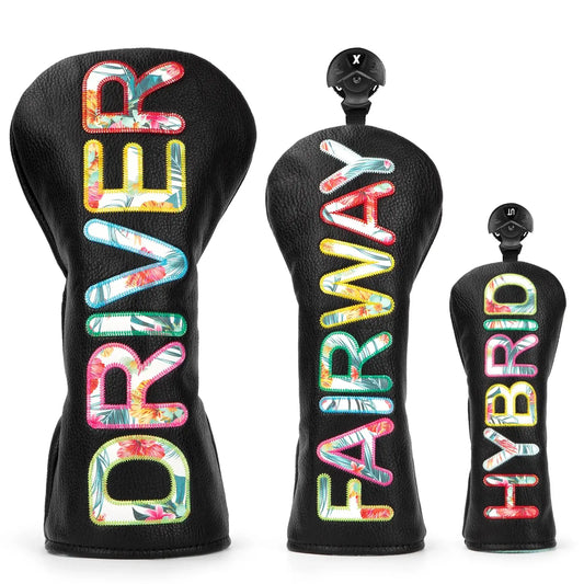 Black Colorful Premium Leather Golf HeadCover Sportsman Specialty Products