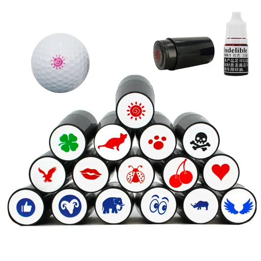 Golf Ball Stamper Quick Drying Marker with various designs and permanent ink for easy personalization.