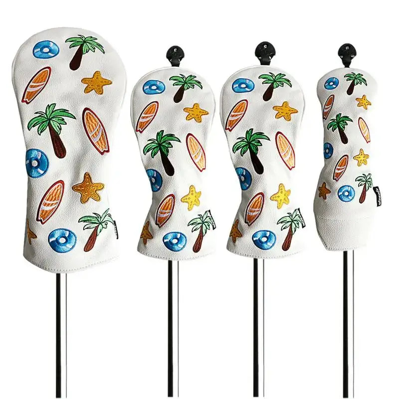 4pcs Golf Club Covers Set PU Leather Golf Club Head Covers Unisex Sportsman Specialty Products