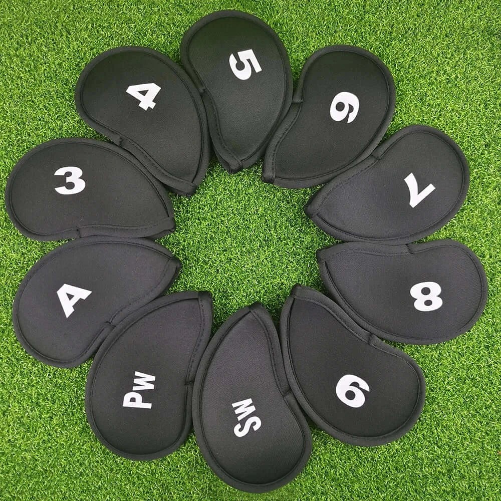 10Pcs/set Golf Iron Head Covers Iron Golf Club Protective Black/Red/Blue Sportsman Specialty Products