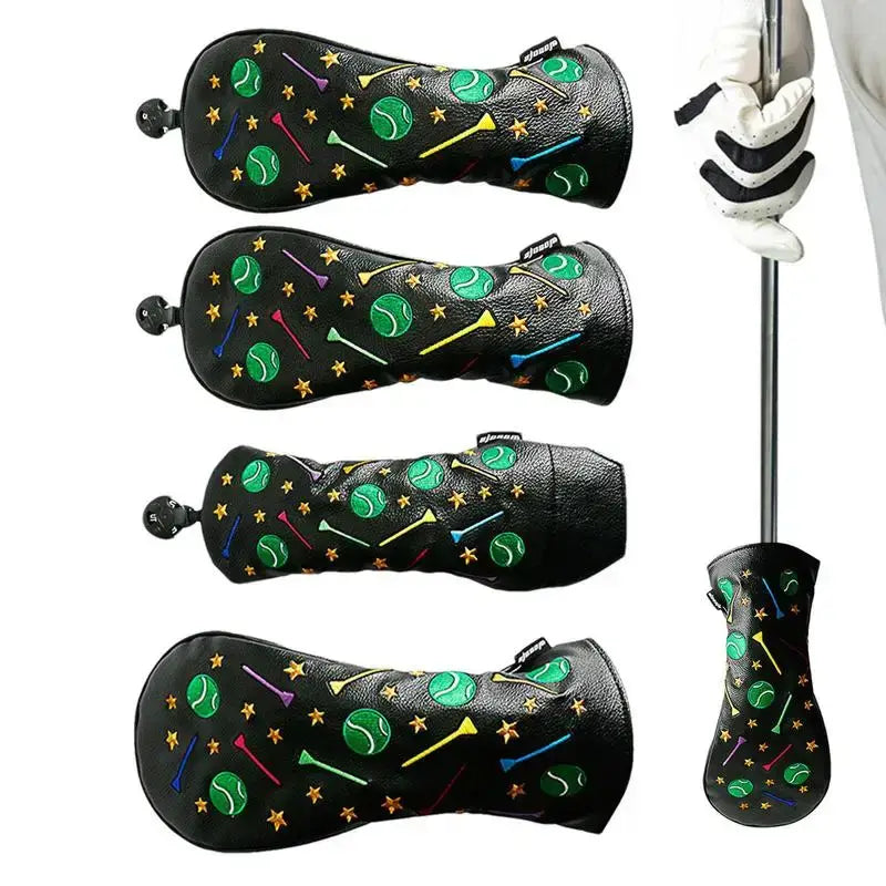 4pcs Golf Club Covers Set PU Leather Golf Club Head Covers Unisex Sportsman Specialty Products