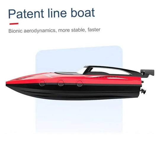 RC Boat With LED Lights showcasing bionic aerodynamics for stability and speed, ideal for kids in pools and lakes.
