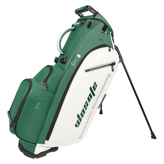 Golf Stand Bag for Men & Women in green and white with adjustable stand and durable design