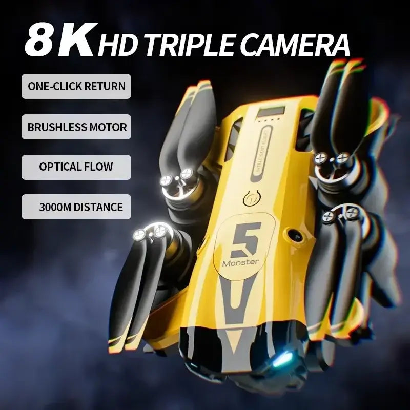 M5 Drone Professional 8K Wide-Angle HD Triple Camera WiFi FPV Sportsman Specialty Products