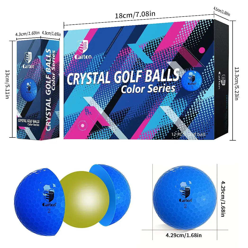 Caiton Blue Golf Balls – 12/6/3pcs, Dual-Layer Crystal Finish, Soft Feel Sportsman Specialty Products