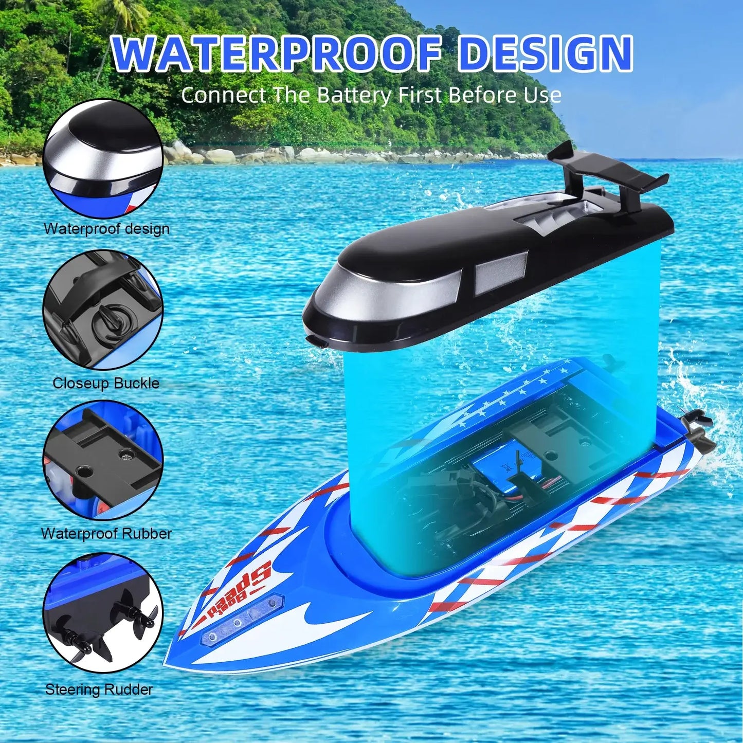 2Pack RC Boat,20+/10+MPH RC Boats with LED Light Sportsman Specialty Products