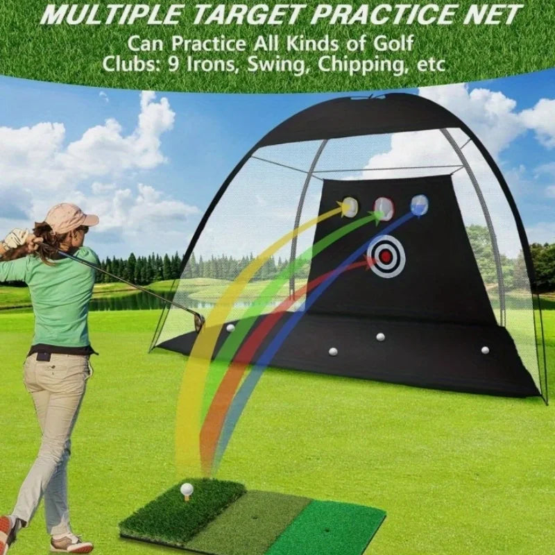 Golf Practice Net, 10x7 ft Deluxe Golf Practice net set Play golf at home Sportsman Specialty Products