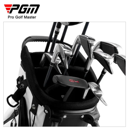 PGM Waterproof Golf Stand Bag displaying clubs and golf gear organized for optimal access and performance.