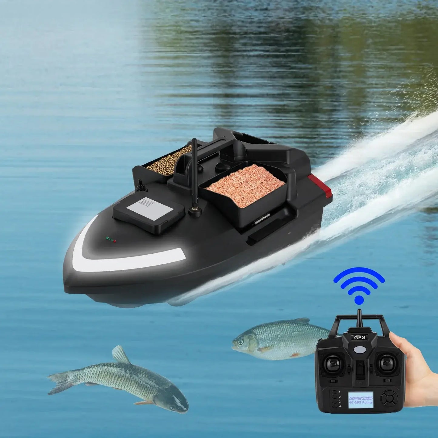 GPS Fishing Automatic Bait Boat W/1640.42ft Remote Range Sportsman Specialty Products