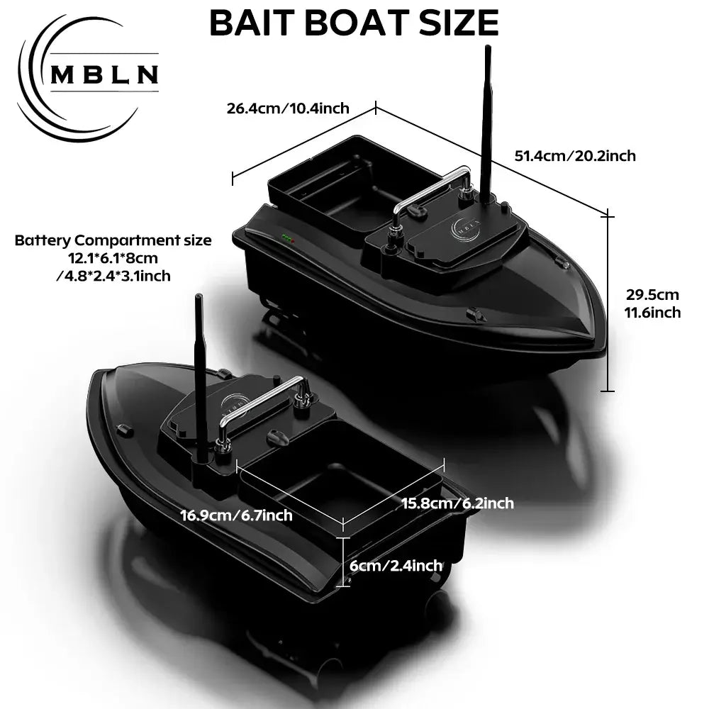 MBLN Bait Boat for Carp Fishing Dual Hoppers,2kg Load,300m Sportsman Specialty Products