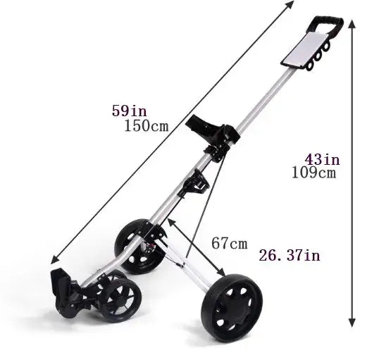 Sportsman Specialty Products 3 Wheel Golf Push Cart Foldable Collapsible Lightweight Pushcart