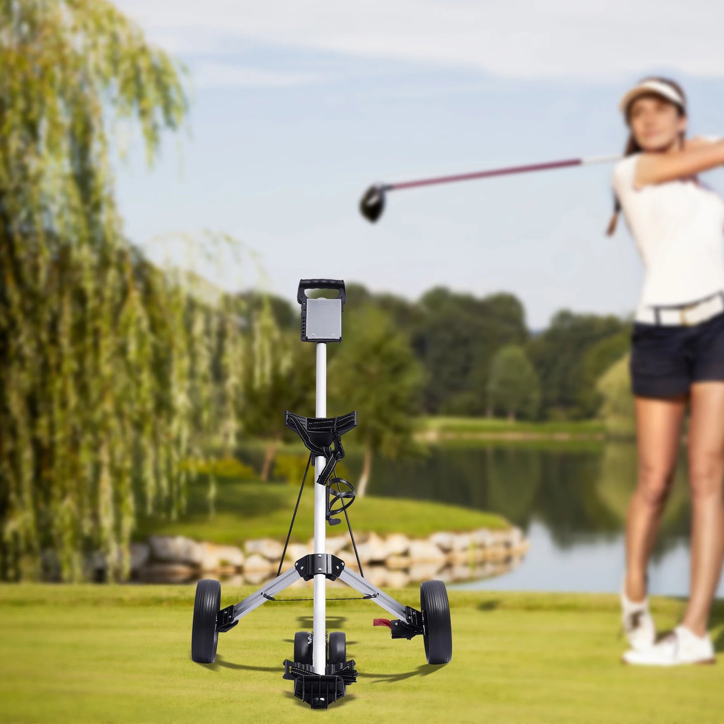 Sportsman Specialty Products Unisex Multi-functional 3-wheel Foldable Golf Push Cart Portable Lightweight