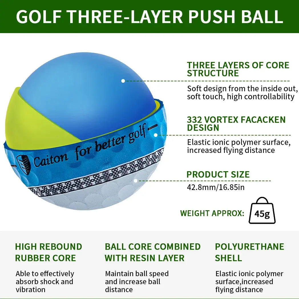 Caiton 12/3pcs 3-Layer PU Putter Golf Ball Sportsman Specialty Products