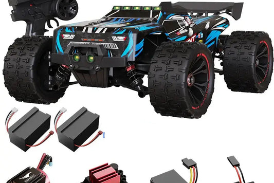 PRO 85KMH High Speed RC Car Brushless 4WD SCY9522 with remote control and accessories displayed