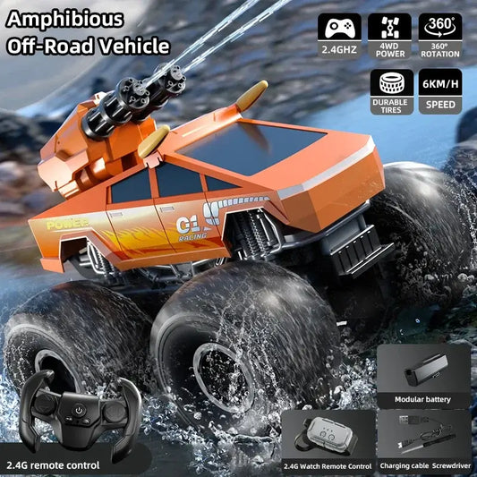 RC Car Amphibious Climbing Off-Road Drift Vehicle with durable tires and 360° rotation.