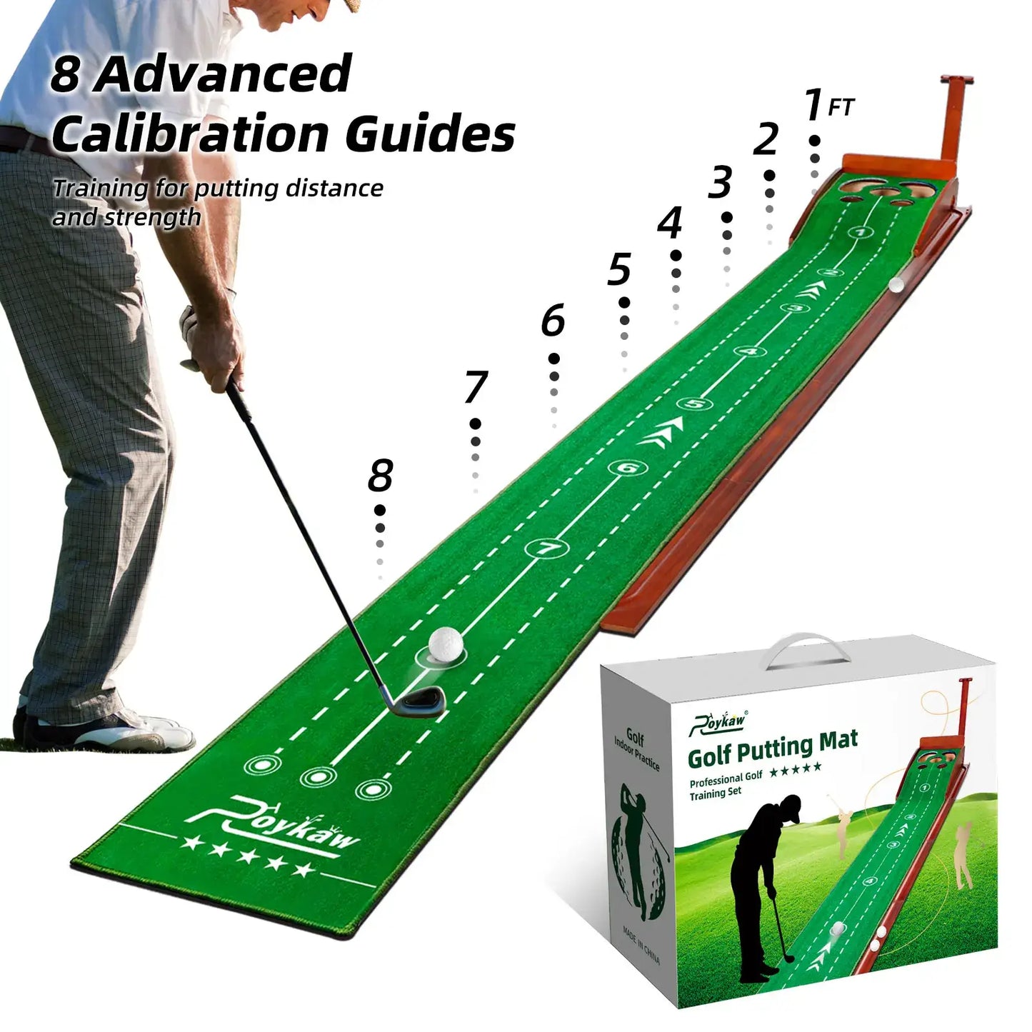 Roykaw Golf Putting Mat, Putting Green for Indoor, Golf Practice Mat Ball Return, Golf Practice Training Aid for Home Sportsman Specialty Products