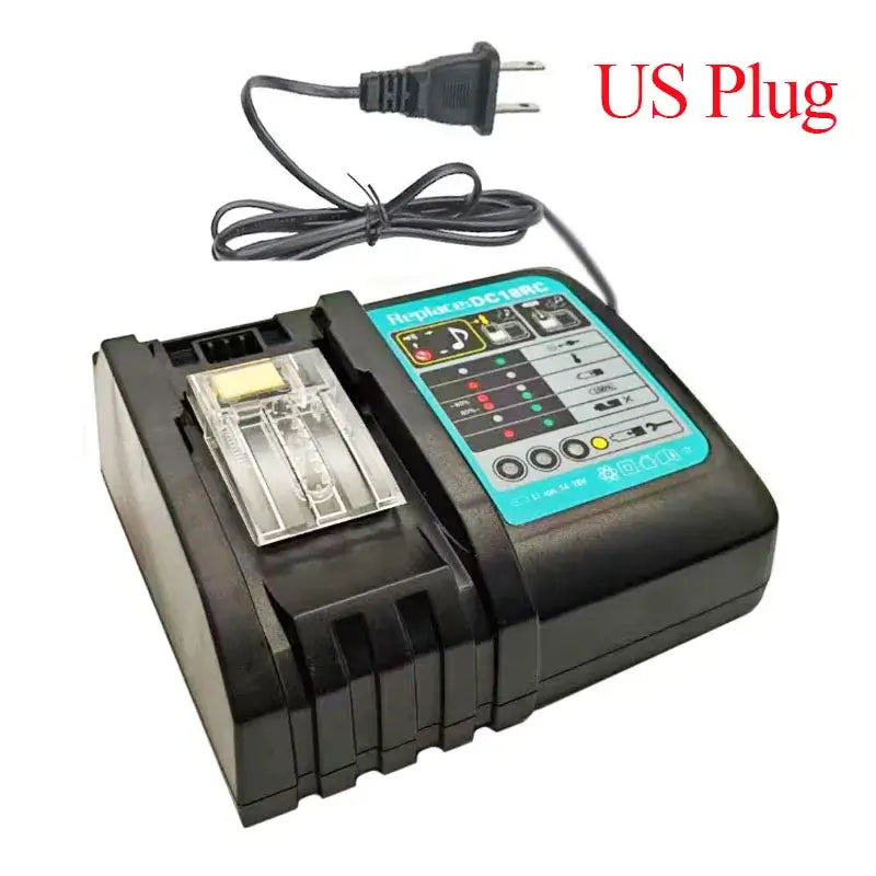 Lithium Ion Battery 3A Charger DC18RC for Makita 18V 14.4V with power cable and charging indicators