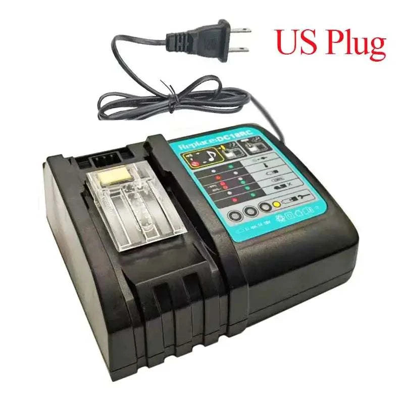 Lithium Ion Battery 3A Charger DC18RC for Makita 18V 14.4V with power cable and charging indicators