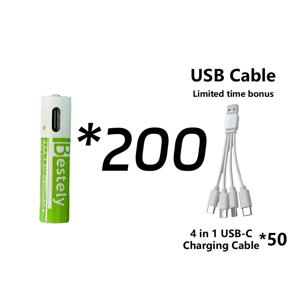 Rscrola AAA Rechargeable Battery 6800mAh with USB charging and 2000+ cycles for home energy use.
