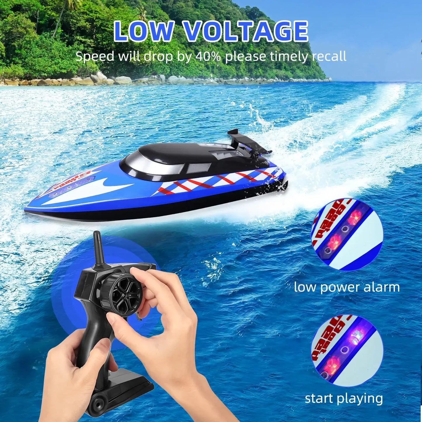2Pack RC Boat,20+/10+MPH RC Boats with LED Light Sportsman Specialty Products