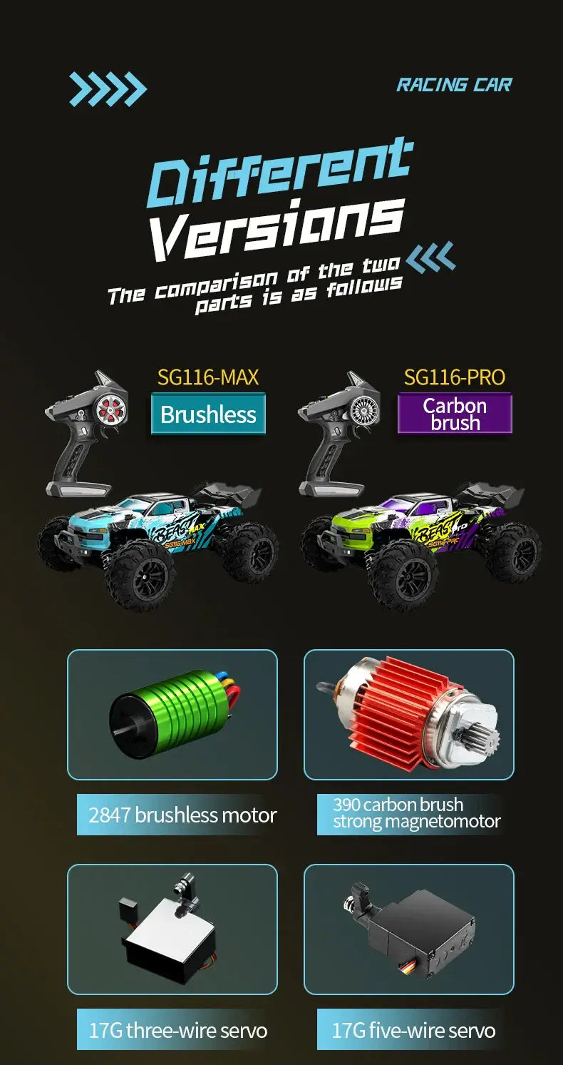 ZLL SG116 MAX 1:16 High Speed Drift Racing 80KM/H Brushless Motor Sportsman Specialty Products