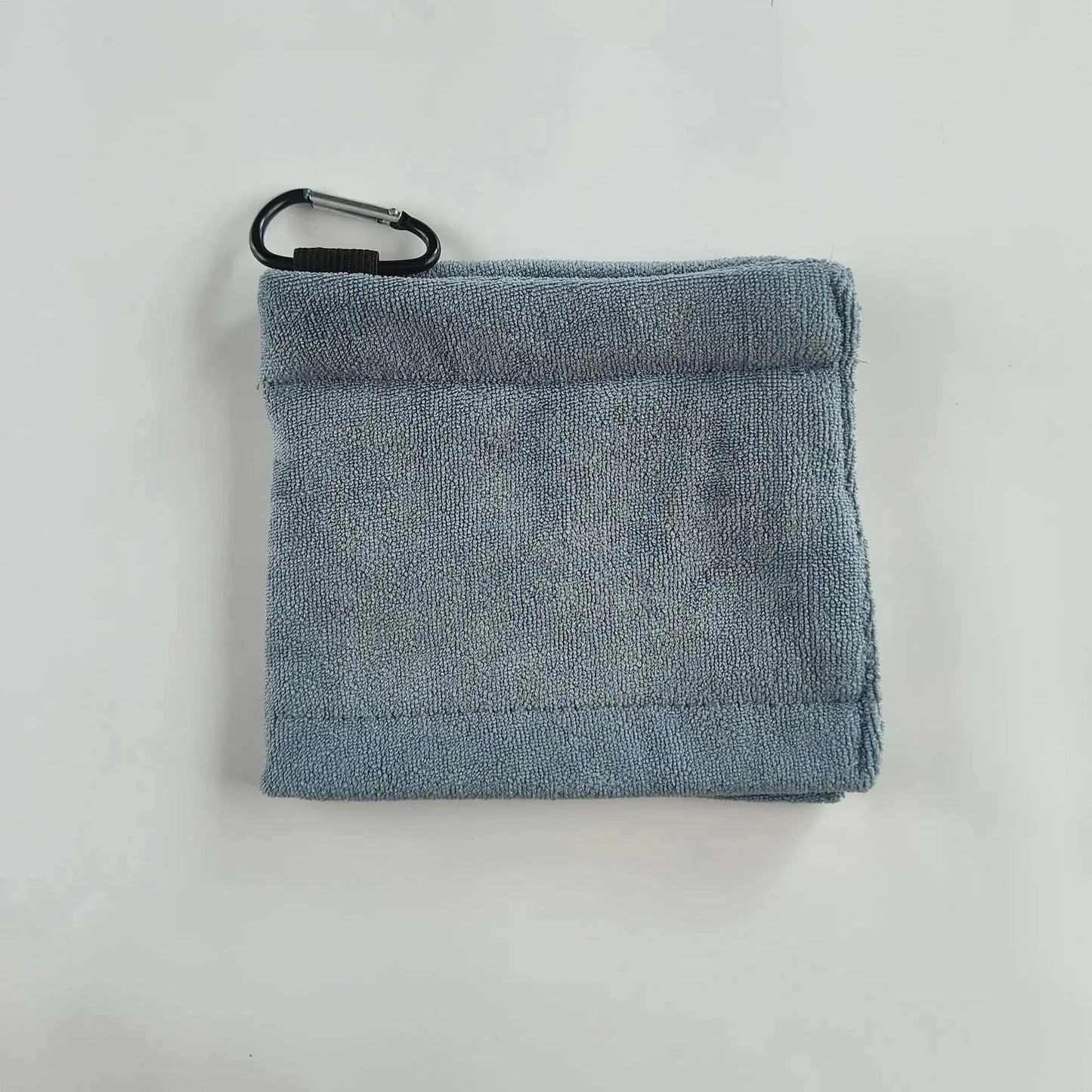 1pc Golf Towel Golf Cleaning Towel with Hook, grey towel for cleaning golf equipment.