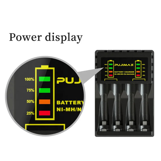 AA/AAA Battery Charger 4 Slots Intelligent LED Display