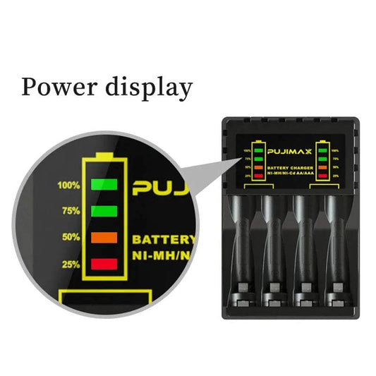 AA/AAA Battery Charger 4 Slots Intelligent LED Display