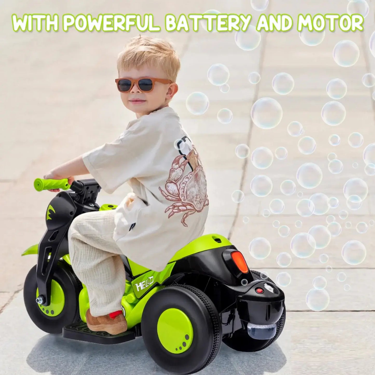 Kids Ride on Bubble Car Motorcycle, 6V Battery Powered Electric Motorbike Sportsman Specialty Products