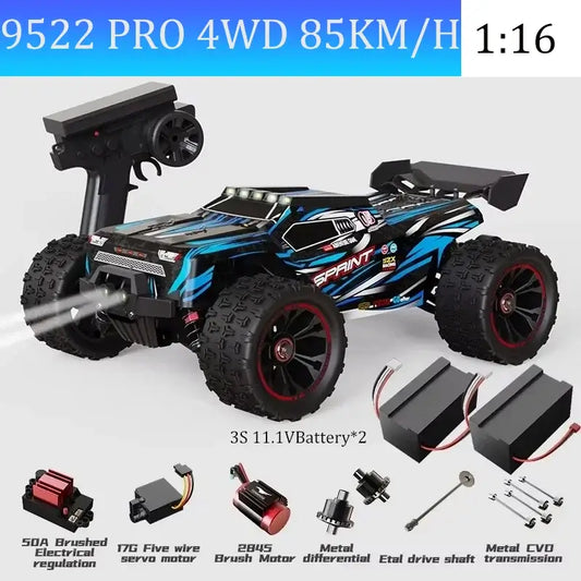 RC Car 85 kmh SCY9522PRO Super Brushless Motor with 4WD and remote control components, designed for high speed and performance.