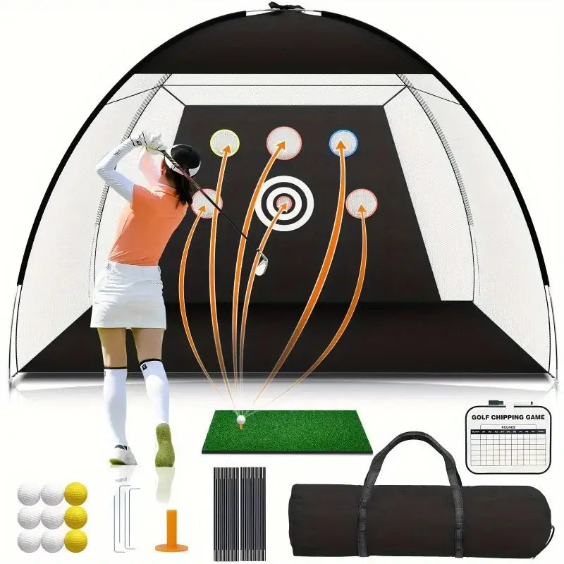 Golf Practice Net, 10x7 ft Deluxe Golf Practice net set Play golf at home Sportsman Specialty Products