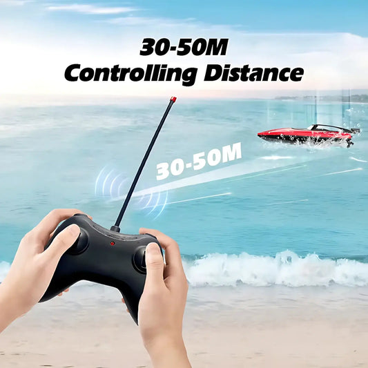 High-Speed RC Boat for Kids, Waterproof 27MHz Dual Motor with 30-50M controlling distance