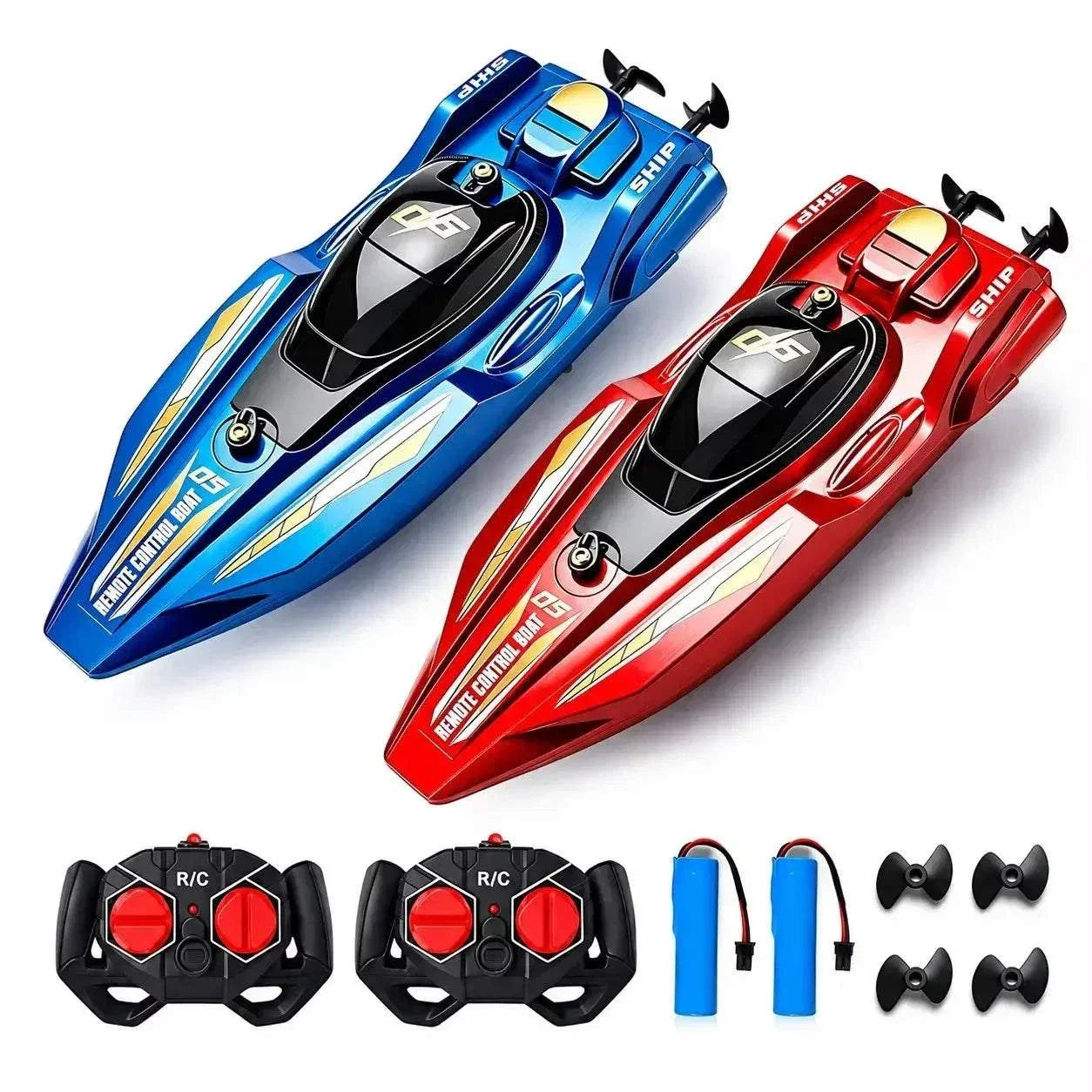 2Pcs RC Speed Boat Set Remote Control Racing Boat Dual Motor