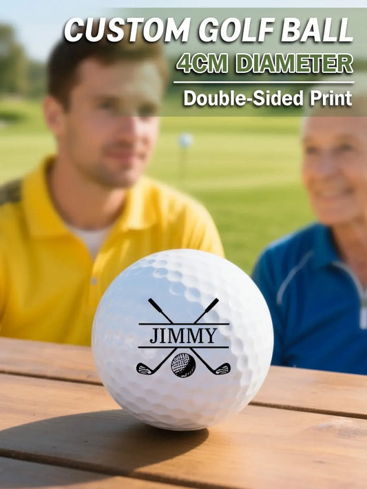 Personalized Golf ball set featuring a custom golf ball with double-sided print and personalized text.