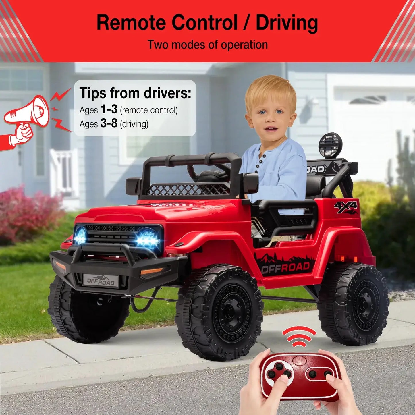 12V Kids Ride On Truck with Remote Control Spring Suspension Sportsman Specialty Products