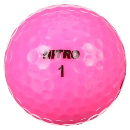 White Out Golf Balls in vibrant pink color, showcasing a detailed texture, ideal for golfers looking for visibility and style.