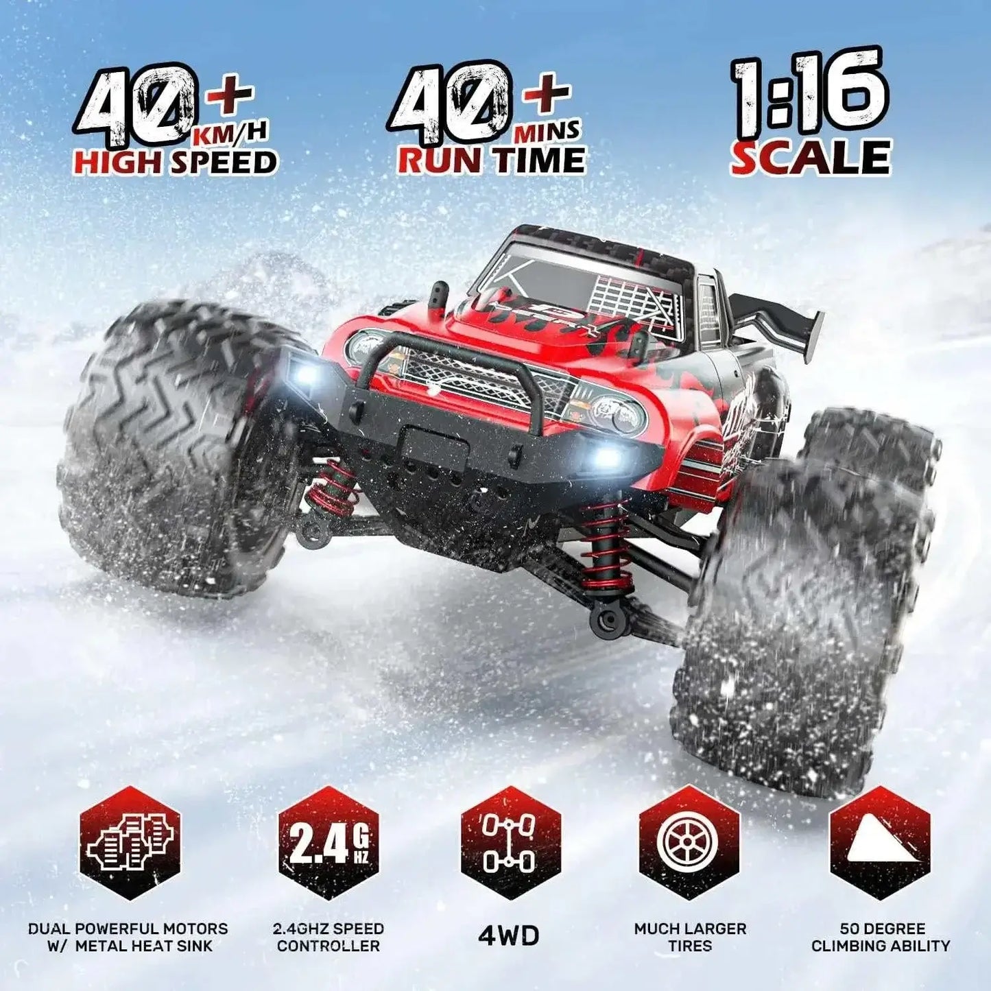 DEERC 9500E 1:16 RC Car - 4x4 Off-Road Monster TruckSportsman Specialty Products