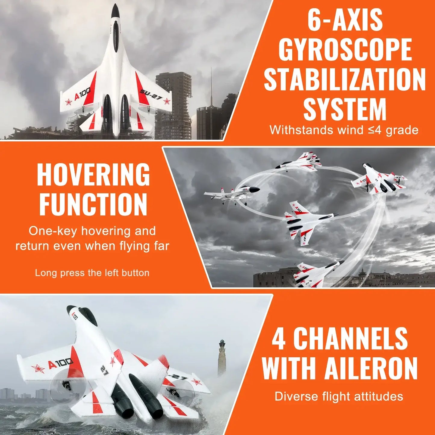 VEVOR SU27 RC Plane 2.4G Remote Control Flying Model Glider Airplane