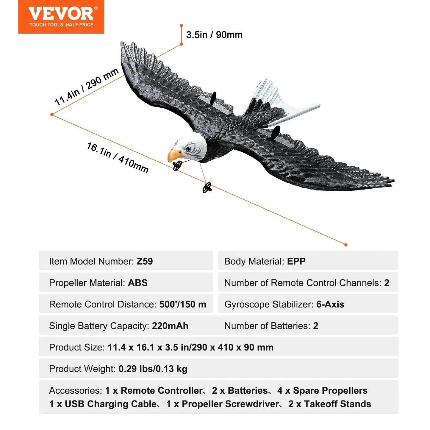 VEVOR RC Plane Wingspan Eagle Aircraft Fighter Sportsman Specialty Products
