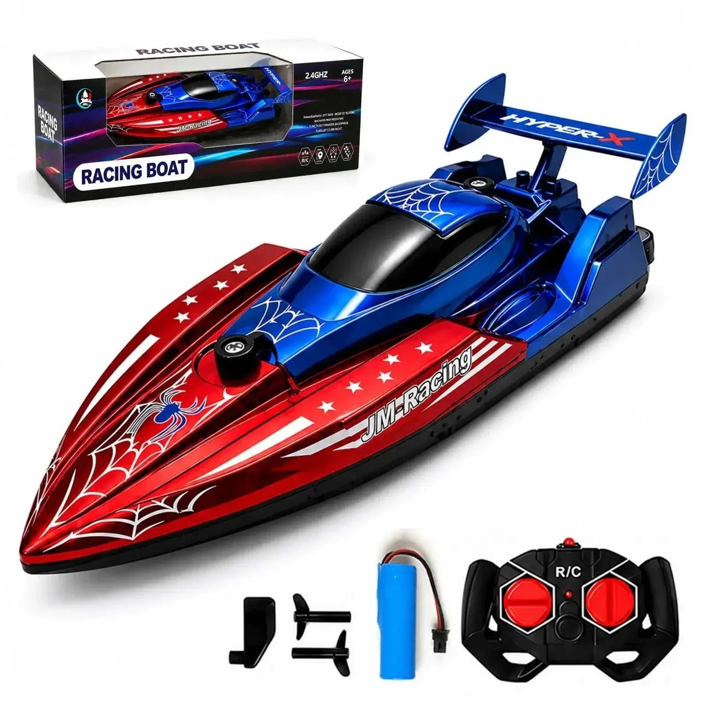 RC Boat for Kids 2.4GHz Remote Control Racing Boat Rechargeable