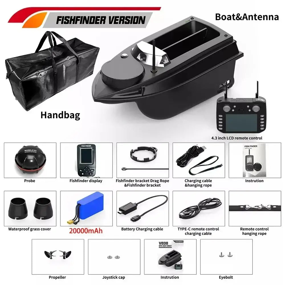 V030 RC Bait Boat 12V 180 Fishing Point Load 3KG